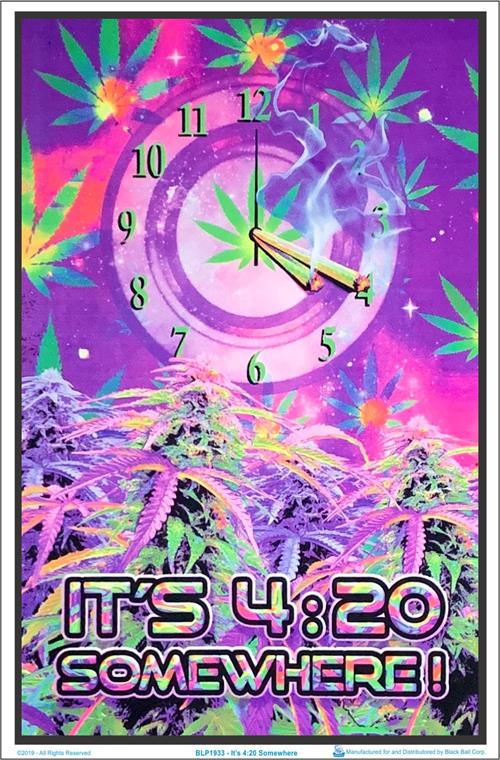 Its 420 Somewhere Velvet Blacklight Poster