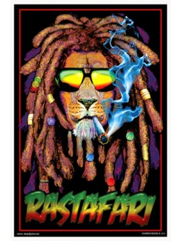 Rastafari Lion Black Light Poster
