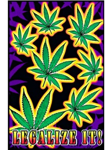 Legalize IT Cannabis Leaf Black Light Poster